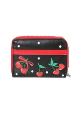 Banned Retro Cherry Bow Handbag Purse   Rockabilly-Inspired Retro Bag with Cherry Motif and Bow Detail-Black