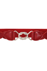 Banned Retro Audrey Woven Elasticated Belt Vintage-Inspired Stretch Waist Belt-Burgundy