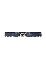 Banned Retro Audrey Woven Elasticated Belt Vintage-Inspired Stretch Waist Belt-Navy