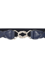 Banned Retro Audrey Woven Elasticated Belt Vintage-Inspired Stretch Waist Belt-Navy