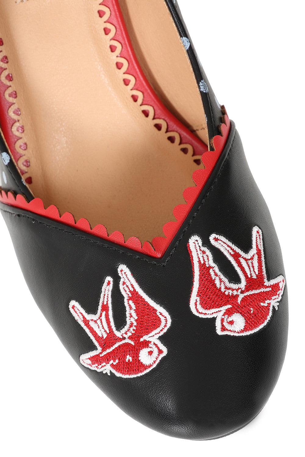 BANNED RETRO Viva Las Vegas Pumps Embroidered Rockabilly Heels With Swallow & Dice Detail-Black
