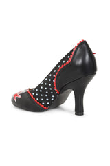 BANNED RETRO Viva Las Vegas Pumps Embroidered Rockabilly Heels With Swallow & Dice Detail-Black