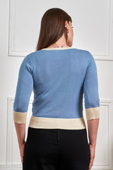 Banned Rockabilly Ruby Spade Knitted Cardigan-Teal Blue