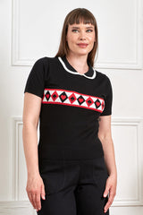 Banned Rockabilly Mila Ace Knitted Jumper-Black