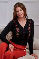 Banned 50s Nara Forest Friend Cardigan-Black