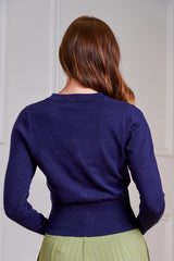 Banned Retro 50s Nara Birds And Flowers Cardigan-Navy