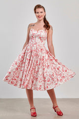 Banned Retro Jeanie Tea Floral Corset Dress-Cream
