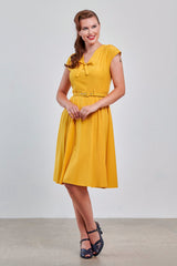 Banned Retro 40s Holly Flared Dress-Yellow