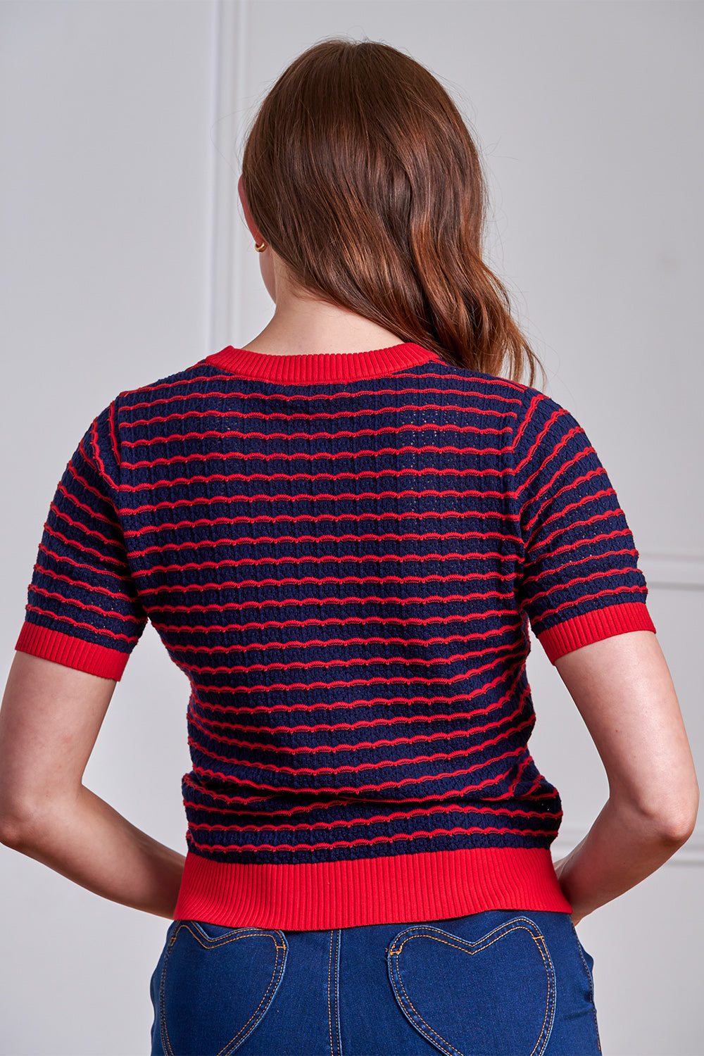 Banned Retro 40s Serena Jumper-Navy/Red