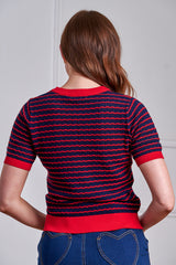 Banned Retro 40s Serena Jumper-Navy/Red