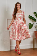 Banned Retro 50s Rosie Circle Floral Tea Swing Skirt-Cream