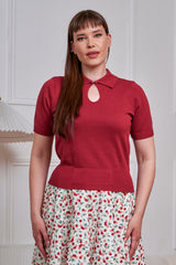 Banned Retro 40s Rosanna Knitted Top-Burgundy