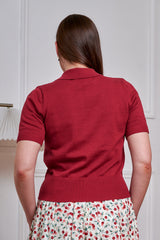 Banned Retro 40s Rosanna Knitted Top-Burgundy