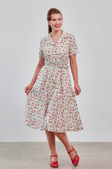 Banned Retro 40s Kate Cherry Dress-Cream