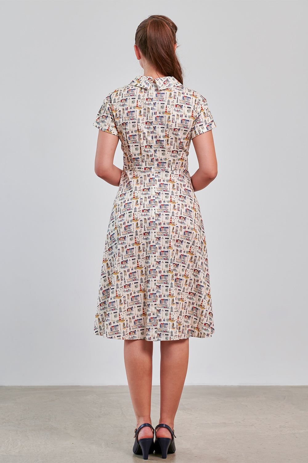 Banned Retro 40s Shirley Seaside Dress-Cream