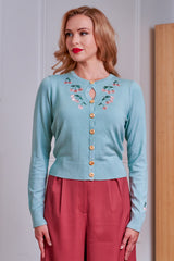 Banned Retro 50s Heritage Cherry Cardigan-Blue