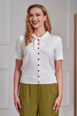 Banned Retro 50s Katy Summer Knot Cardigan-Cream