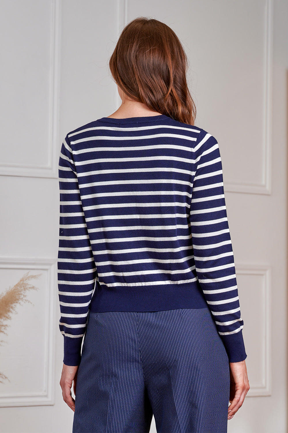 Banned Retro 50s Nautical Cardigan-Navy/White