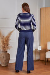 Banned Retro 50s Nautical Cardigan-Navy/White