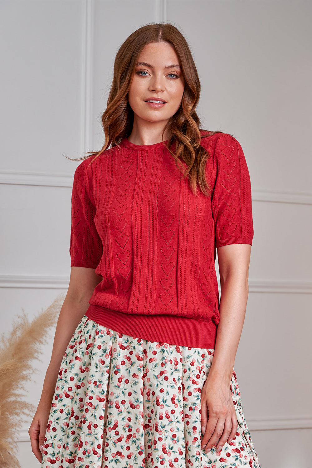 Banned Retro 50s Ruby Heart Jumper-Red