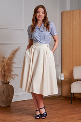 1950's Banned Retro Didi Rope Swing Skirt-Cream