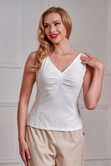 Vintage-Inspired 1950s Elaine Top - Retro Style By Banned"-OffWhite"