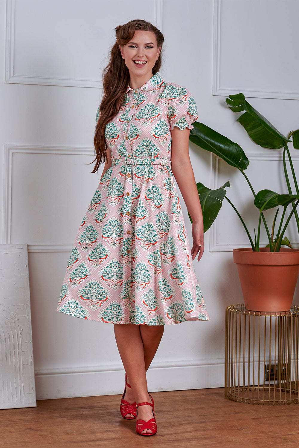 Banned Retro 50s Star Folk P|ink Dress-Pink