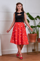 Vintage-Inspired 1950s Sleeveless Twist-Front Top-Black