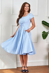 Banned Retro 50s Lola Gingham Swing Dress-Blue