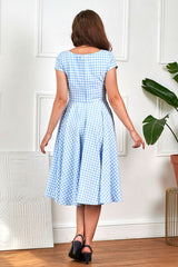 Banned Retro 50s Lola Gingham Swing Dress-Blue