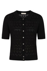 Banned Retro 50s Hearts Waves Cardigan-Black