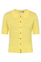 Banned Retro 50s Hearts Waves Cardigan-Yellow