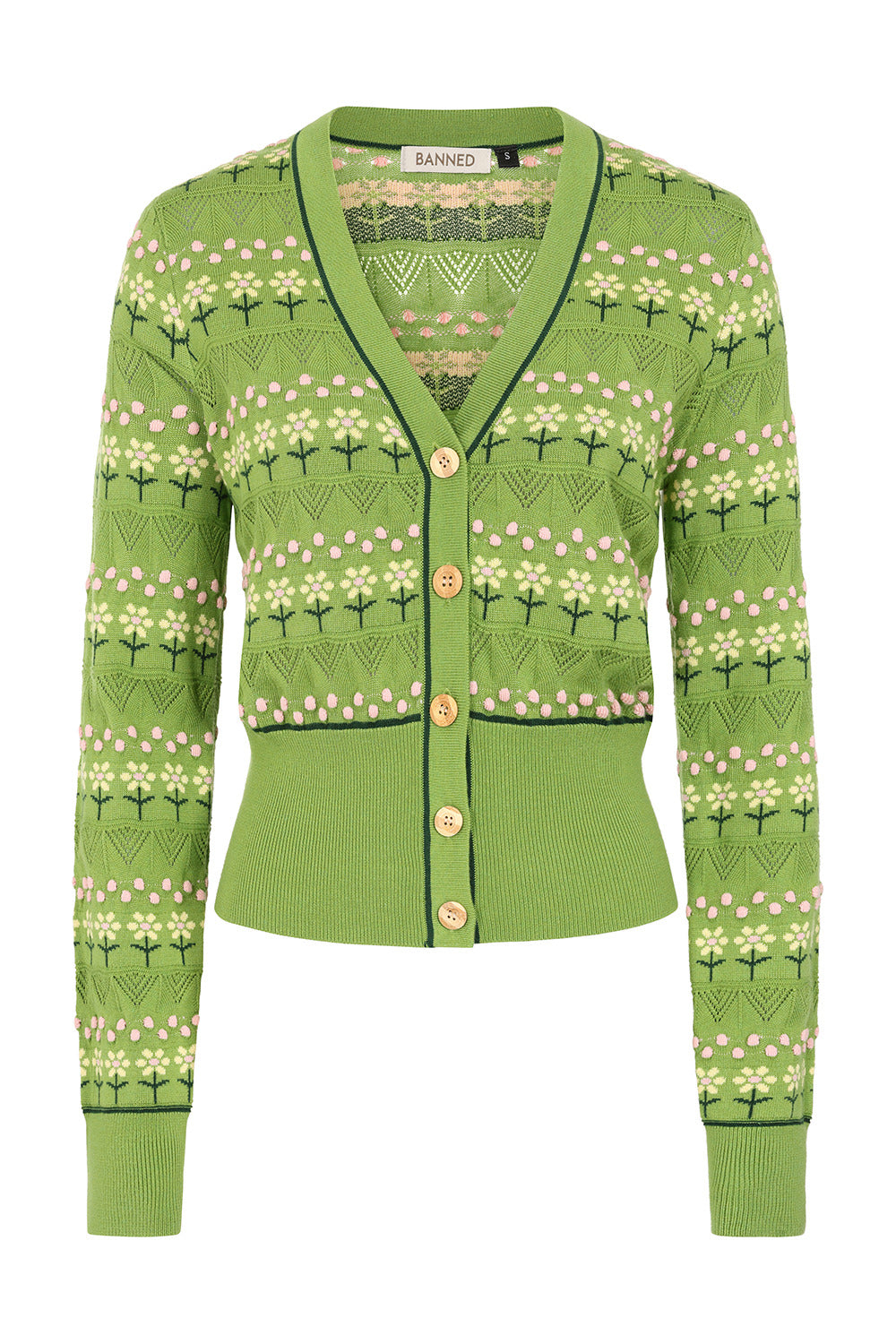 Banned Retro Kitty Bloom Cardigan-Green