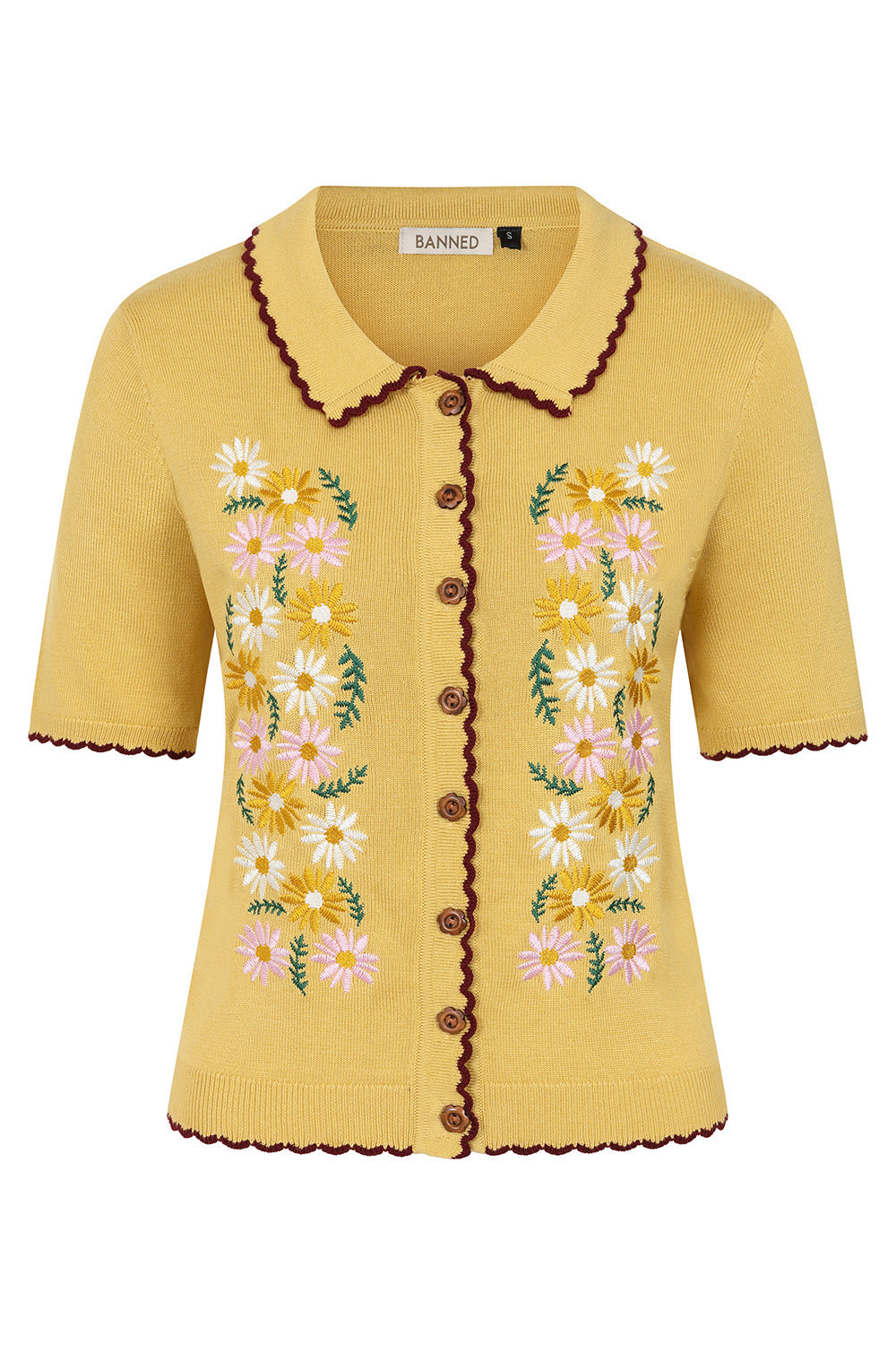 Banned Retro 50s Penny Flower Cardigan-Yellow