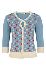 Banned Rockabilly Ruby Spade Knitted Cardigan-Teal Blue