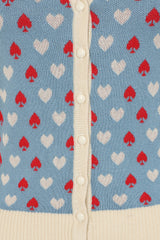 Banned Rockabilly Ruby Spade Knitted Cardigan-Teal Blue
