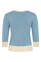 Banned Rockabilly Ruby Spade Knitted Cardigan-Teal Blue