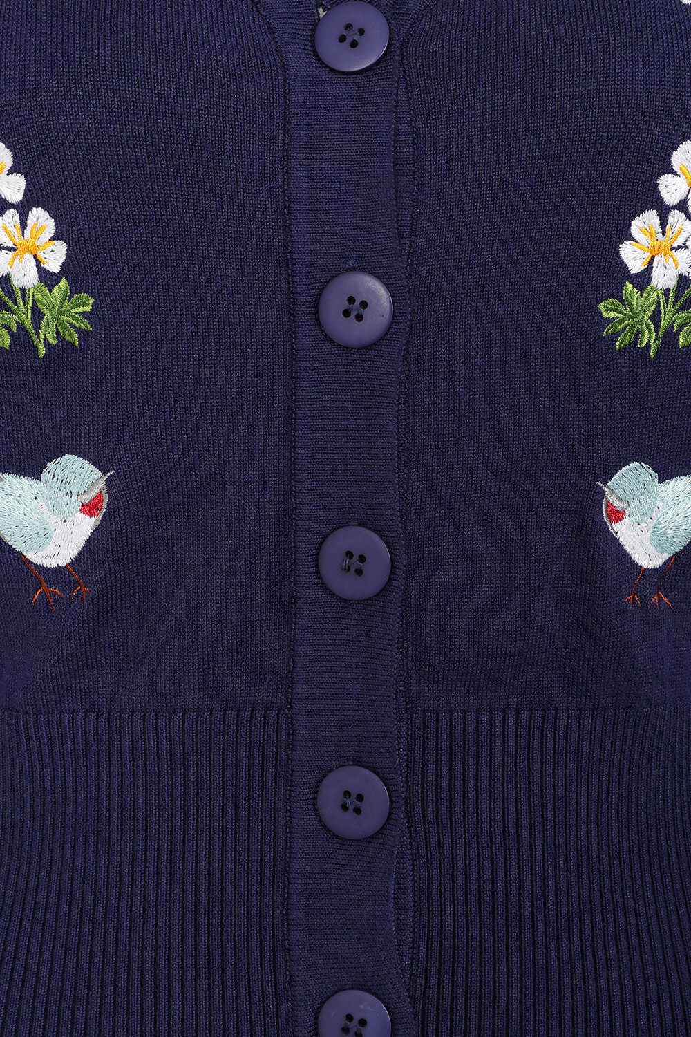 Banned Retro 50s Nara Birds And Flowers Cardigan-Navy