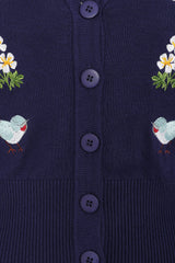 Banned Retro 50s Nara Birds And Flowers Cardigan-Navy