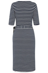 Banned Retro 40's May Stripe Dress-Navy