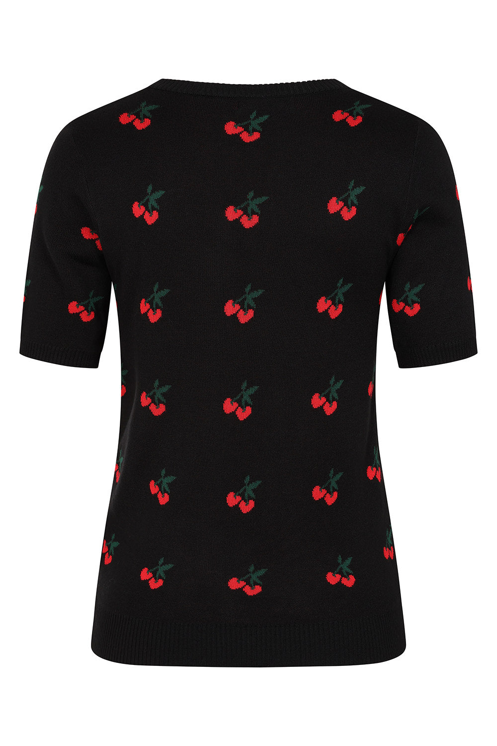 Banned Retro 50s Sonia Fair Isle Cherry Top-Black