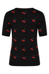 Banned Retro 50s Sonia Fair Isle Cherry Top-Black