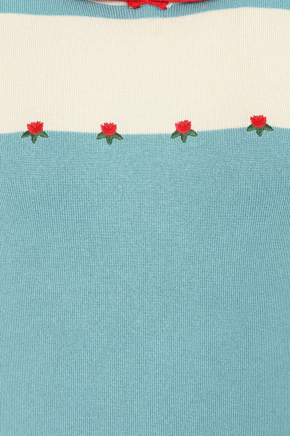 Banned Rockabilly Lily Rose Embroidered Knitted Jumper-Blue