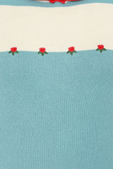 Banned Rockabilly Lily Rose Embroidered Knitted Jumper-Blue