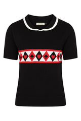 Banned Rockabilly Mila Ace Knitted Jumper-Black