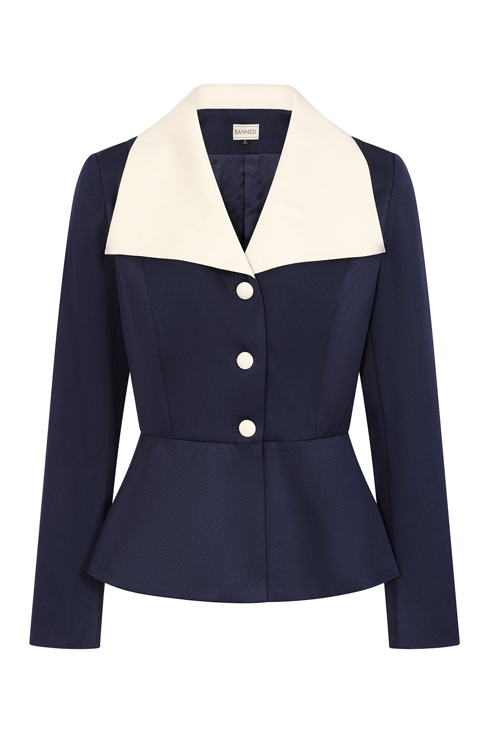 Banned Retro 50s Leonia Jacket Peplum-Navy