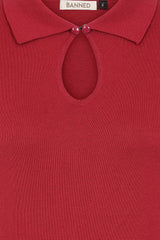 Banned Retro 40s Rosanna Knitted Top-Burgundy