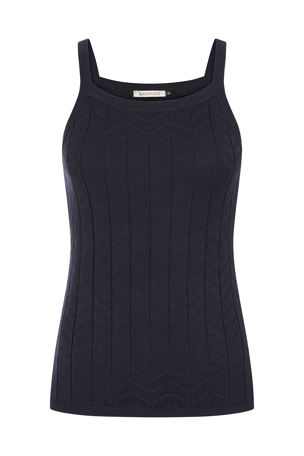 Banned Retro 50s Joy Knot Top-Navy