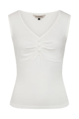 Vintage-Inspired 1950s Elaine Top - Retro Style By Banned"-OffWhite"