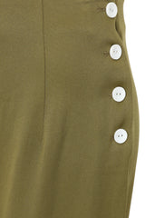 Ottavia 40s Classic Trousers With Buttons On Side-Olive